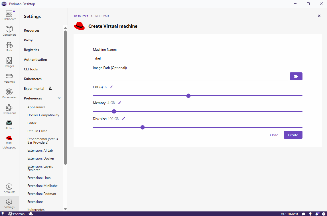 RHEL VM create